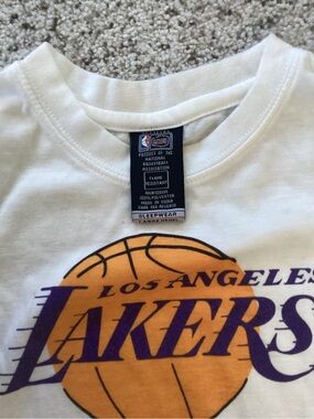 Unk White Los Angeles Lakers Kids Tee with Purple & Gold Logo